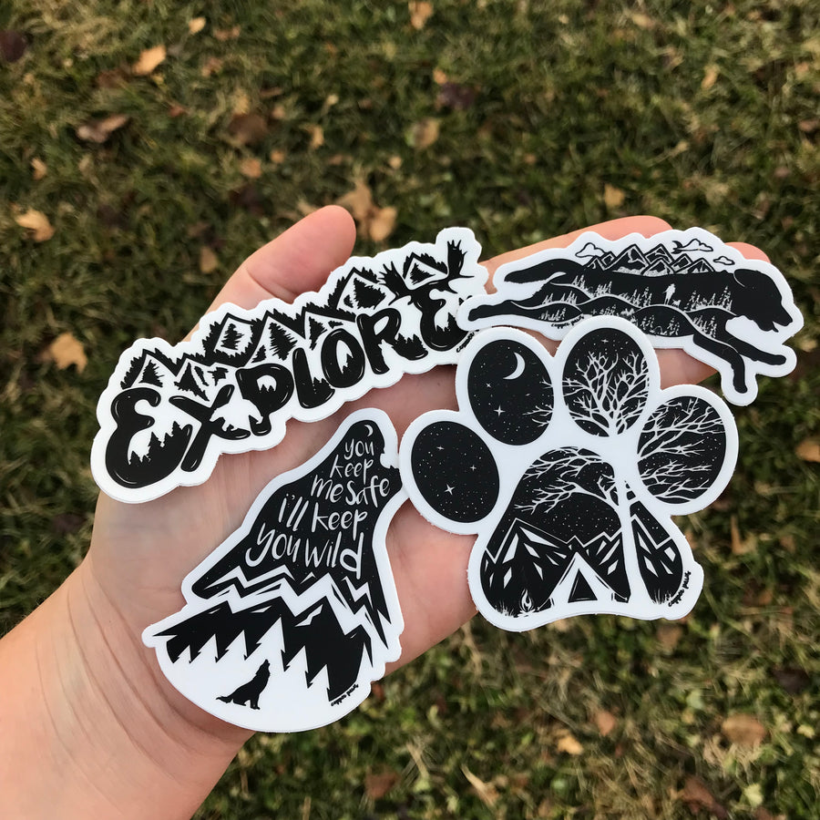 B/W Sticker Combo - Copper Paws Dog Tags